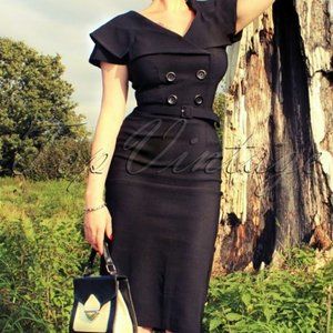 Bettie page by Tatyana - Secretary Pencil Pin Up Midi Dress